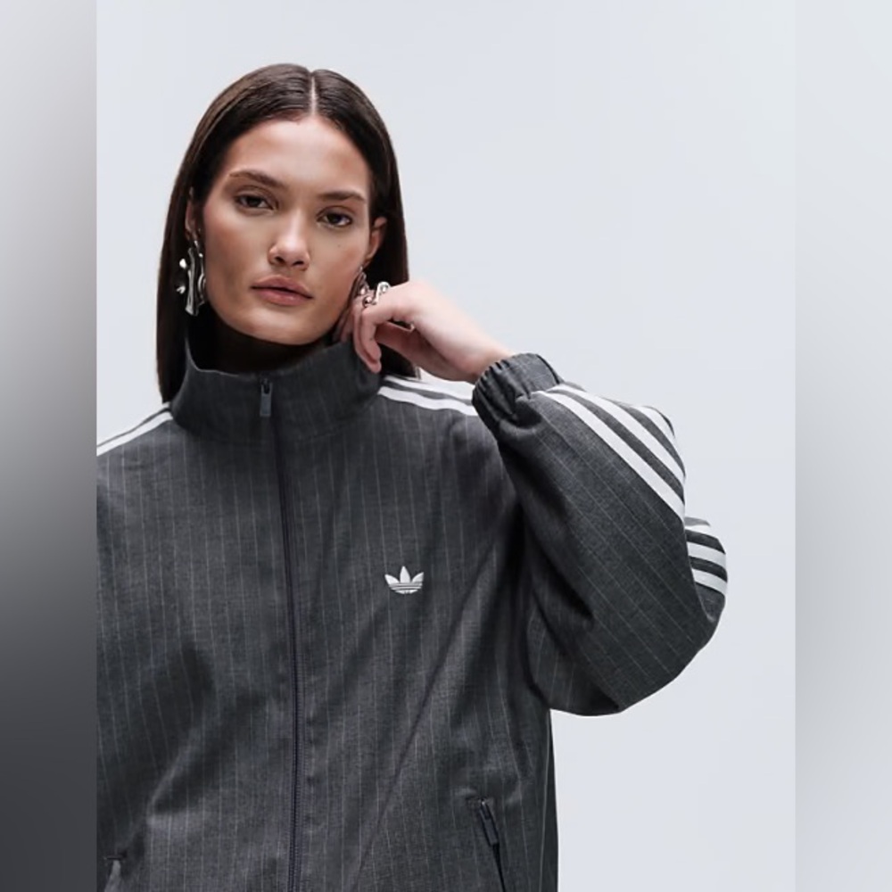 ADIDAS Originals x ASOS track jacket in gray pin stripe NWT Medium